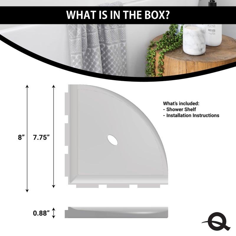 Questech 8" Corner Shower Shelf - Lugged for New Construction, Shower Organizer for Tiled Walls, Corner Caddy Soap Dish Bathroom Storage, Metro Lugged, Brushed Nickel Finish - Image 5